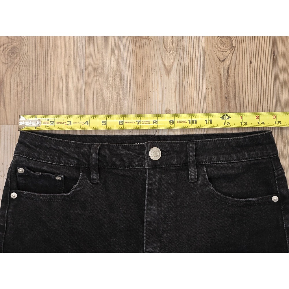 Almost Famous Black Denim Mini Skirt Raw Hem Stretch Size M - Picture 6 of 6